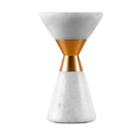 مبخرة رخام بمقبض ذهبي من نايس ون - ابيض- صغير- H-614