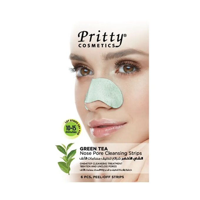 80521999_21146 شرائح تنظيف مسامات الأنف بالشاي الأخضر من بريتي - 6 شرائح - الصورة 1