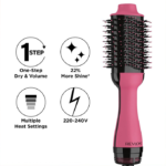 ⁦فرشاة مجفف وفوليوم الشعر ون ستيب من ريفلون - وردي⁩ - الصورة ⁦2⁩