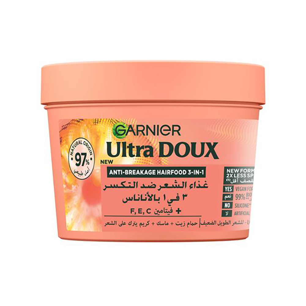 94688117_1750581074_d3bc3fa79d9918ec2784236308c1bb80 غارنييه ماسك غذاء للشعر مضاد للتقصف بالأناناس ألترا دو 3 في 1 - 390 جم - الصورة 1